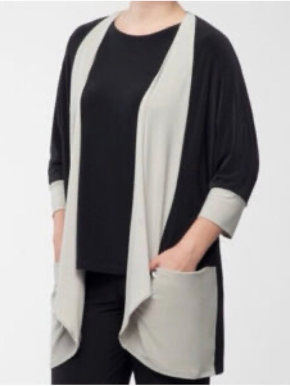SYMPLI Matrix Cardigan Sweater Oatmeal Beige Tan Black Size 12
